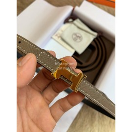Hermes New Calf Leather Stainless Steel Buckle 13mm Belt Coffee