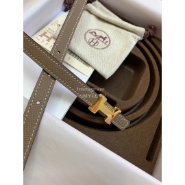 Hermes New Calf Leather Stainless Steel Buckle 13mm Belt Coffee