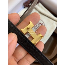 Hermes New Calf Leather Stainless Steel Buckle 13mm Belt Coffee