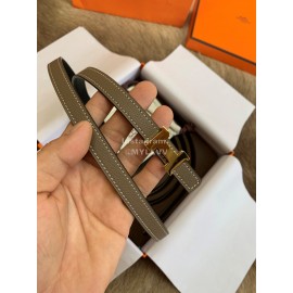 Hermes New Calf Leather Stainless Steel Buckle 13mm Belt Coffee
