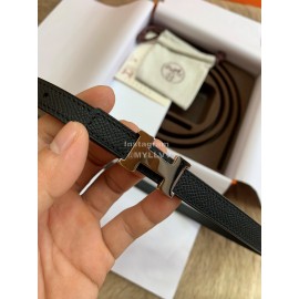 Hermes New Calf Leather Stainless Steel Buckle 13mm Belt Black