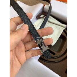 Hermes New Calf Leather Stainless Steel Buckle 13mm Belt Black