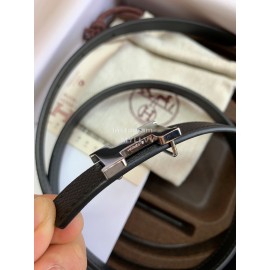 Hermes New Calf Leather Stainless Steel Buckle 13mm Belt Black