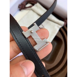 Hermes New Calf Leather Stainless Steel Buckle 13mm Belt Black
