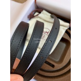 Hermes New Calf Leather Stainless Steel Buckle 13mm Belt Black