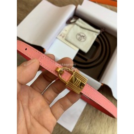 Hermes New Calf Leather Stainless Steel Buckle 13mm Belt Pink