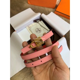 Hermes New Calf Leather Stainless Steel Buckle 13mm Belt Pink