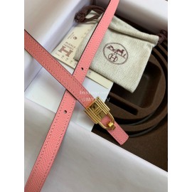 Hermes New Calf Leather Stainless Steel Buckle 13mm Belt Pink