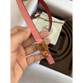 Hermes New Calf Leather Stainless Steel Buckle 13mm Belt Pink