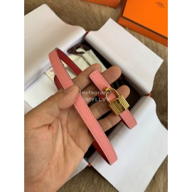 Hermes New Calf Leather Stainless Steel Buckle 13mm Belt Pink