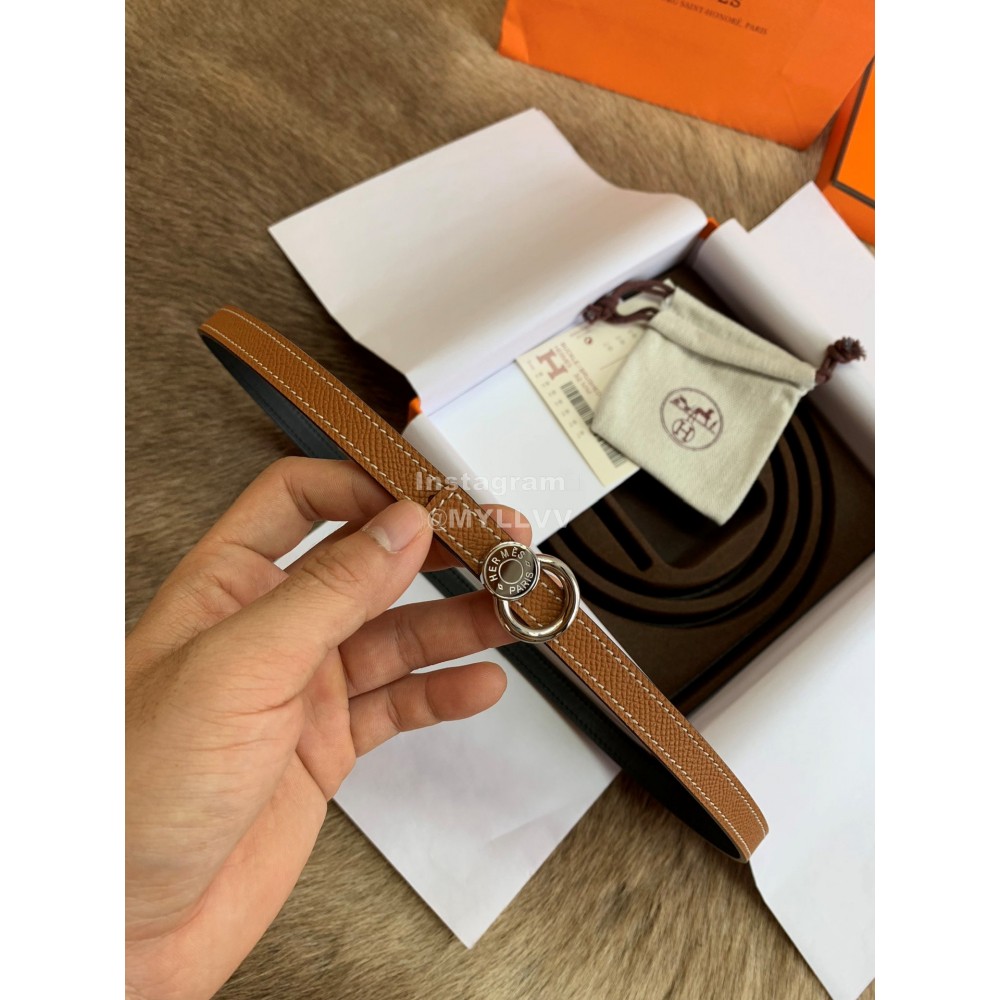 Hermes New Calf Leather Stainless Steel Buckle 13mm Belt Brown