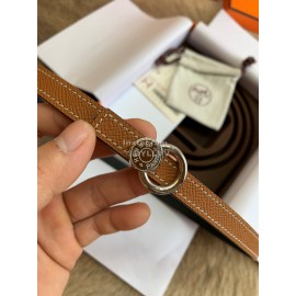 Hermes New Calf Leather Stainless Steel Buckle 13mm Belt Brown