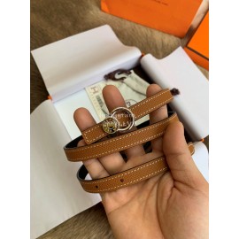 Hermes New Calf Leather Stainless Steel Buckle 13mm Belt Brown