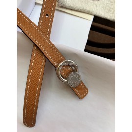 Hermes New Calf Leather Stainless Steel Buckle 13mm Belt Brown