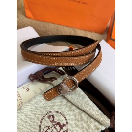 Hermes New Calf Leather Stainless Steel Buckle 13mm Belt Brown