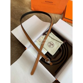 Hermes New Calf Leather Stainless Steel Buckle 13mm Belt Brown