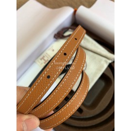 Hermes New Calf Leather Stainless Steel Buckle 13mm Belt Brown