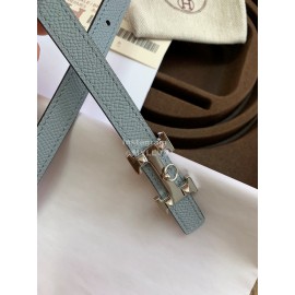 Hermes New Calf Leather Stainless Steel Buckle 13mm Belt Blue