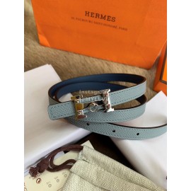 Hermes New Calf Leather Stainless Steel Buckle 13mm Belt Blue