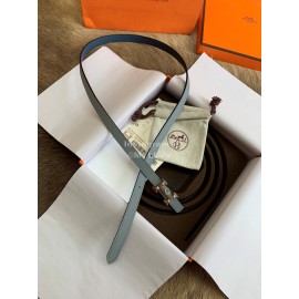Hermes New Calf Leather Stainless Steel Buckle 13mm Belt Blue