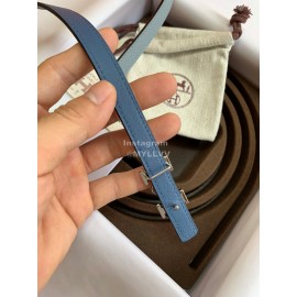 Hermes New Calf Leather Stainless Steel Buckle 13mm Belt Blue