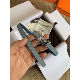Hermes New Calf Leather Stainless Steel Buckle 13mm Belt Blue