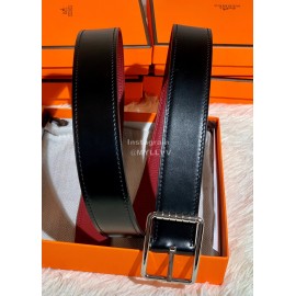 Hermes New Togo Leather Pure Steel Pin Buckle 32mm Belt Wine Red