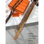 Hermes Palm Calf Leather Pure Steel Gold Pin Buckle Belt 