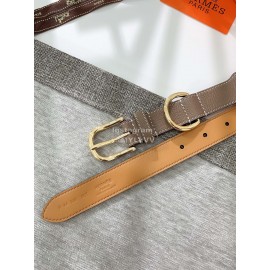 Hermes Palm Calf Leather Pure Steel Gold Pin Buckle Belt 