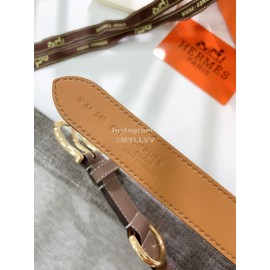 Hermes Palm Calf Leather Pure Steel Gold Pin Buckle Belt 