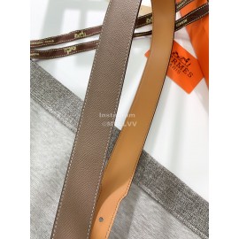 Hermes Palm Calf Leather Pure Steel Gold Pin Buckle Belt 