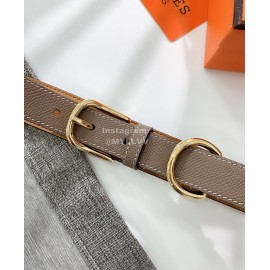 Hermes Palm Calf Leather Pure Steel Gold Pin Buckle Belt 