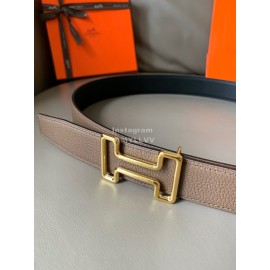 Hermes Double Side Calf Leather Metal Buckle 32mm Belt