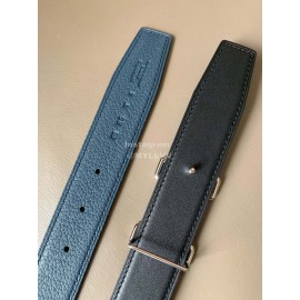 Hermes Double Side Calf Leather Metal Buckle 32mm Belt Blue