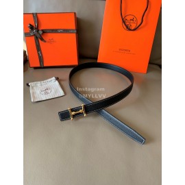 Hermes Fashion Calf Leather Stainless Steel Buckle 24mm Belt Black