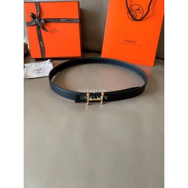 Hermes Fashion Calf Leather Stainless Steel Buckle 24mm Belt Black
