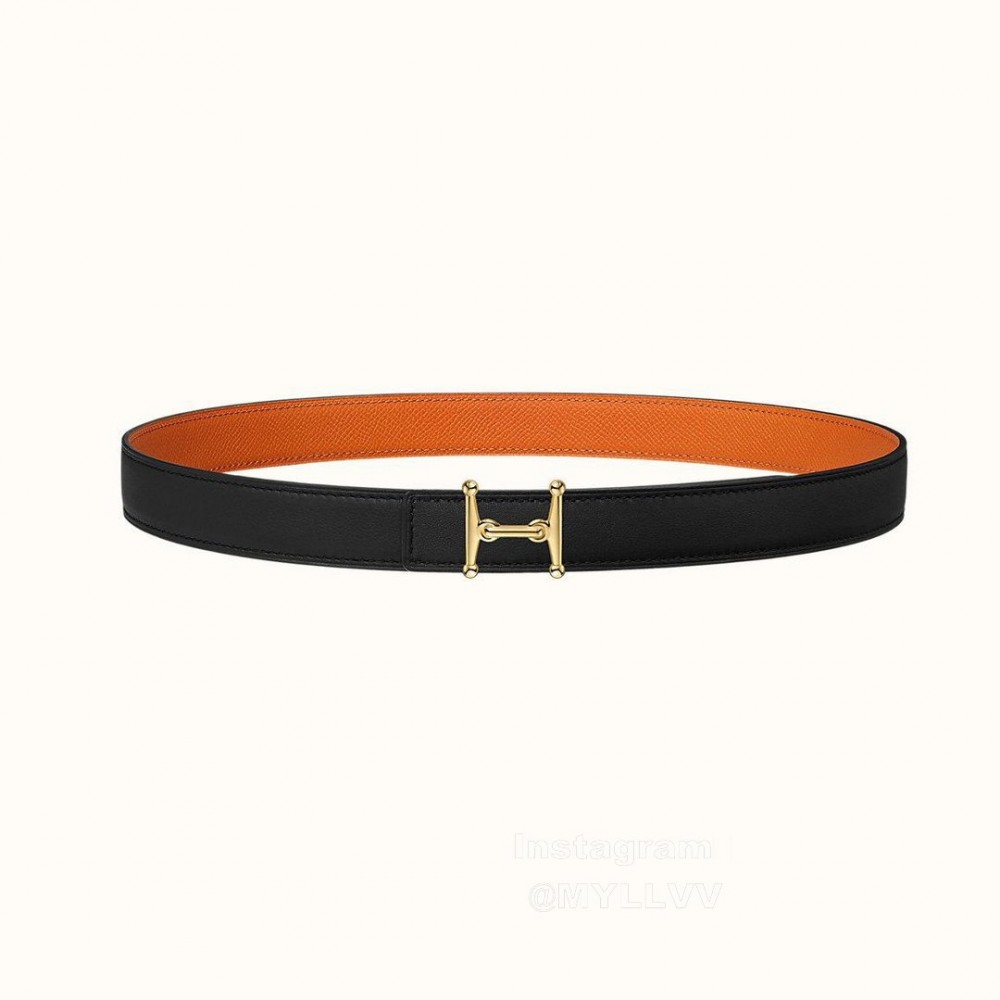Hermes Fashion Calf Leather Stainless Steel Buckle 24mm Belt Orange