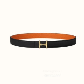 Hermes Fashion Calf Leather Stainless Steel Buckle 24mm Belt Orange