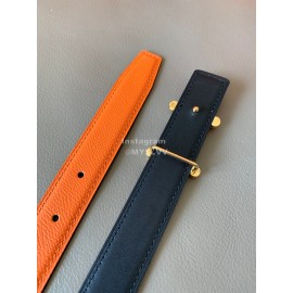 Hermes Fashion Calf Leather Stainless Steel Buckle 24mm Belt Orange