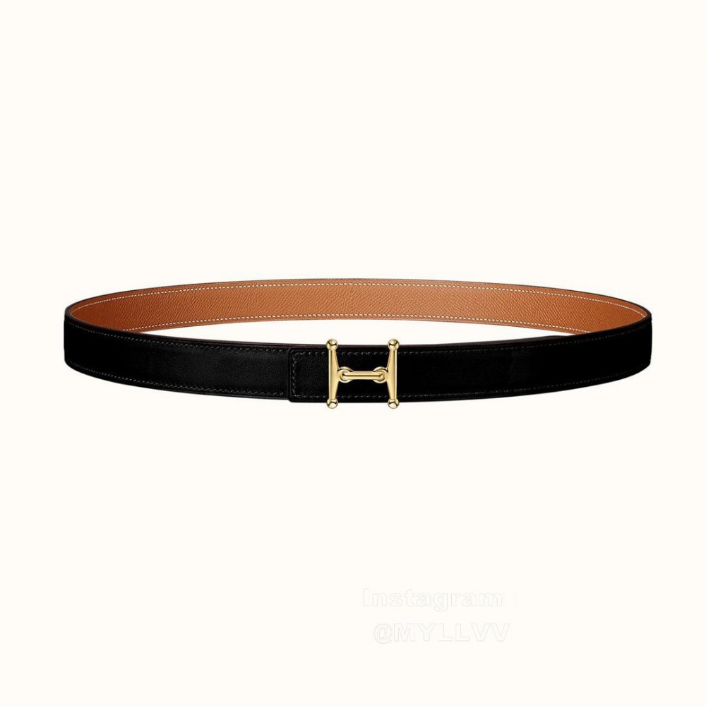 Hermes Fashion Calf Leather Stainless Steel Buckle 24mm Belt Brown