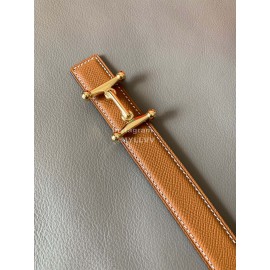 Hermes Fashion Calf Leather Stainless Steel Buckle 24mm Belt Brown
