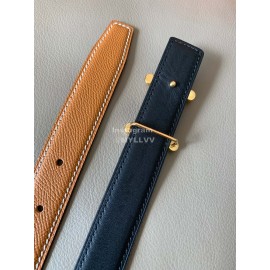 Hermes Fashion Calf Leather Stainless Steel Buckle 24mm Belt Brown