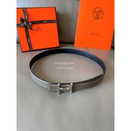 Hermes Fashion Calf Leather Stainless Steel Buckle 24mm Belt Coffee