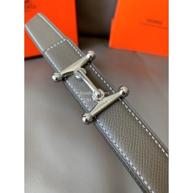 Hermes Fashion Calf Leather Stainless Steel Buckle 24mm Belt Coffee