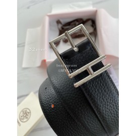 Hermes Double Side Calf Leather Silver Pin Buckle 32mm Belt