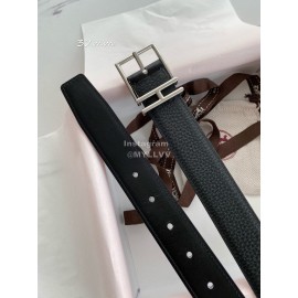 Hermes Double Side Calf Leather Silver Pin Buckle 32mm Belt