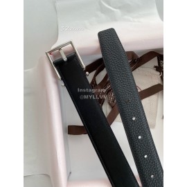 Hermes Double Side Calf Leather Silver Pin Buckle 32mm Belt