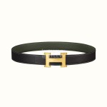Hermes Double Side Calf Leather Gold H Buckle 38mm Belt Green