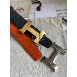 Hermes Constance Belt Gold Buckle Reversible Leather Strap 32mm Orange