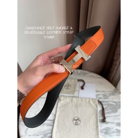 Hermes Constance Belt Gold Buckle Reversible Leather Strap 32mm Orange